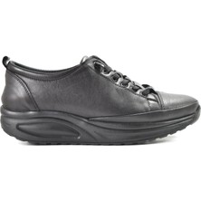 Beety 2605 Hakiki Deri Siyah Lastikli Ortopedik Kadın Anne Ayakkabı