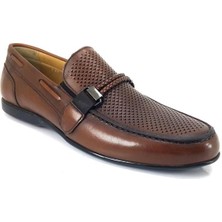 Fosco 2076 Günlük Hakiki Deri Erkek Babet Ayakkabı-Taba