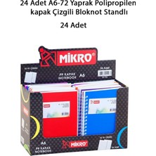 Mikro 24 Adet A6-72 Yaprak Polipropilen Kapak Çizgili Bloknot Standlı