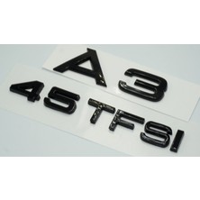 Dk Audi A3 45 Tfsi Parlak Siyah Abs 3m 3D Bagaj Yazı Logo Orjinal Ürün