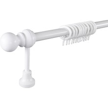 Perdejim Demonte Top Başlıklı Beyaz Ahşap Rustik Perde Askısı - Raysız