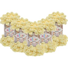 Alize Puffy El Örgü Ipliği 5'li Paket - 13 Açık Sarı - 100 Gr. 9 Mt. Parmak Örgü Ipi
