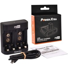 Power-Xtra 2 Adet Varta 9V Şarjlı Pil + PX200 A-Aaa ve 9V USB Pil Şarj Cihazı PX-200