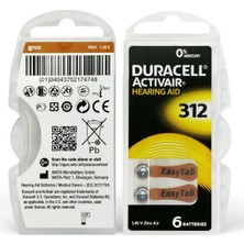 Duracell Activair 312 Numara Işitme Cihazı Pili (10 Paket x 6 Adet= 60 Adet Pil)