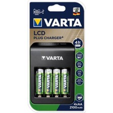 Varta Yeni Model 57687 LCD Plug Şarj CIHAZI+4X2100 Aa Şarjlı Pil LCD Plug
