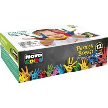 Nova Color 12'li Parmak Boyası 12 Renk 12 x 25 ml Eğlenceli Boyalar Çocuklar İçin