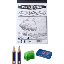 Oyun ve Sanat Karakalem Eskiz Başlangıç Seti - Faber Castell Kalemler, Silgi, Kalemtraş.. Eskiz A5
