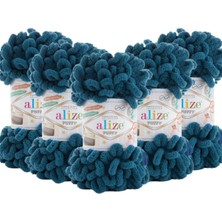 Alize Puffy El Örgü İpliği 5'li Paket 100 gr 9 mt 646 Petrol Renk Mikropolyester ile Kolay Örgü