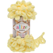 Alize 5 Adet Puffy 13 Açık Sarı El Örgü Iplikleri Panduf Battaniye Ipi Atkı Hırka Paspas Ipliği