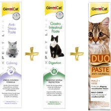 Gimcat Anti-Stress Paste 50GR + Gastro Intestinal Paste   + Duo Paste Peynirli Malt Kedi Macunu 50GR