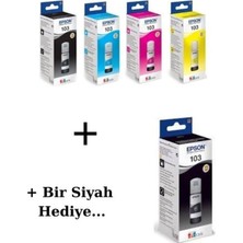 Epson 103 Hediyeli L3151 Siyah ve Renkli Orjinal Mürekkep Seti 65ML*4 + 1 Siyah Hediye Epson 103 Epson 103 Epson 103 664