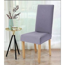 Elgeyar Likrali Sandalye Örtüsü, Sandalye Kılıfı, Lastikli ,Standart (1 Adet)Koyu Gri