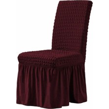 Elgeyar Sandalye Kılıfı Etekli Bordo 1 Adet Bürümcük Sandalye