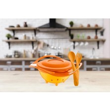 Babyjem Dökülmeyen TTuruncu & Mama Kaşık Çatal Takımı Turuncu