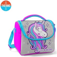 EKS Ticaret Coral High Kids Pembe Gümüş Unicorn Desenli Thermo Beslenme Çantası 11836