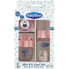 Babytime BT516 Mini 3'lü Cam Biberon Set 0-6 Ay Karma Renk