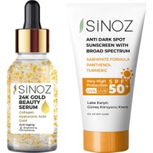 Sinoz 24K Altın Yüz Serumu + Leke Karşıtı Güneş Kremi Spf 50+ Seti