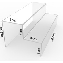 Trend Özel Tasarım Pleksi 2 Katlı Merdiven Stand (Şeffaf 30CM)