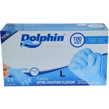 Dolphin Pudrasız Mavi Nitril Eldiven Büyük Boy (L) 100 Lü Paket