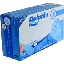 Dolphin Pudrasız Mavi Nitril Eldiven Büyük Boy (L) 100 Lü Paket