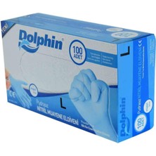 Dolphin Pudrasız Mavi Nitril Eldiven Büyük Boy (L) 100 Lü Paket