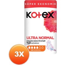 Kotex Ultra Normal 72 Adet 3 Paket 24'lü Gün Boyu Konfor ve Süper Ekonomik Kullanım