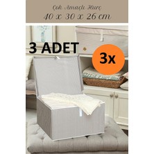 EC Shop Daisyhome 3 Adet Çok Amaçlı Kapaklı Kumaş Kutu Duvarlı Hurç Sandık 40 x 30 x 26 Hurç