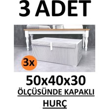 EC Shop Daglus Alas 3 Adet Kapaklı Kutu Hurç Ma x i Boy 50*40*30* Çok Amaçlı Kutu Hurç