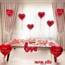 Mfm Parti Seni Seviyorum Kırmızı Kalpli Folyo Balon