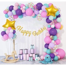 Mfm Parti Happy Birthday Gold Kaligrafi Banner Yazı Zincir Balon Doğum Günü Seti