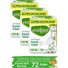 Molped Hijyenik Ped Pure & Soft Normal 72 Adet Süper Eko Cilt Dostu Pamuklu Konfor
