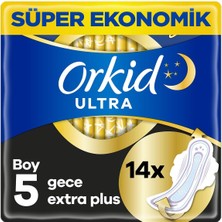 Orkid Ultra Ekstra Hijyenik Ped Gece Ekstra Plus 14 Adet Süper Ekonomik Paket