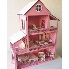 Belinay Çocuk Dünyası Barbie Oyun Evi Mobilyalı Bebek Uyumlu