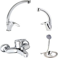 EC Shop Zorerler Kapa Lavabo-Mutfak-Banyo Bataryası Musluğu + Duş Seti 4'lü