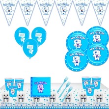 Bay Cimri Baycimri Ilk Dişim Diş Buğdayı Mavi 8 Kişilik Doğum Günü Parti Malzemeleri Süsleri Seti