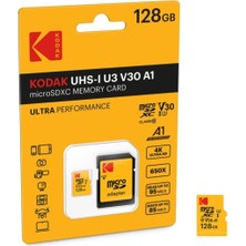 Kodak Msd 128GB Uhs-I U3 Ultra Ultra Performans Micro Sd Kart + Sd Adaptör
