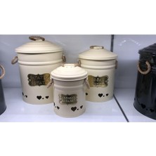 Yıldıray Metal Galvaniz 3'lü Patates Soğan Sarımsak Kovası Kutusu Krem