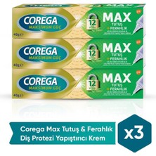 Corega Max Tutuş & Ferahlık Diş Protezi Yapıştırıcı Krem 40G x 3 Adet