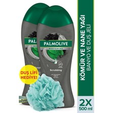 Palmolive  body & Mind Kömür ve Nane Yağı Banyo ve Duş Jeli 500 ml x 2 Adet + Duş Lifi Hediye