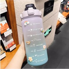 Neptün Life Motivasyonel Su Matarası Su Şişesi Suluk 2lt Spor Salonu Su Şişesi Suluk 3D Sticker Hediyeli Mor Neptün Life Spor Matara 2000 ml