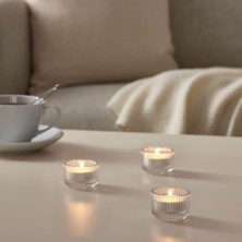 Ec Shop Fınsmak Tealight Mumluk, Saydam Cam 3 Adet