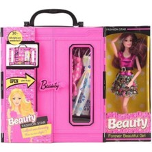 Şenver Toys Barbie Gardırop, Sonsuz Hareketli Bebek ve Giysili, Ayakkabılı, Çantalı Elbise Dolabı