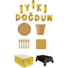 Dipak Gold/siyah Renk Iyiki Doğdun Balonlu Doğum Günü Seti