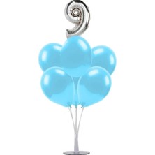 Dipak Mavi/gümüş Renk 9 Yaş Balon 1 Adet Standı