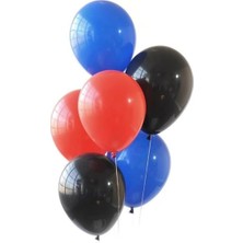 Balonevi Örümcek Adam Konsept Balon Demeti 2 Adet Siyah 2 Adet Kırmızı 2 Adet Mavi