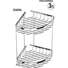 Duxxa Paslanmaz Pirinç Oval Ikili 19*19 cm Şampuanlık Köşelik Süngerlik A.502