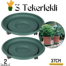 Homecare 2 Li 37 cm Tekerlekli Saksı Altlığı Seti Yeşil 714458