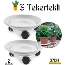 HomeCare 2 li 37 cm Tekerlekli Saksı Altlığı Seti Beyaz 714457