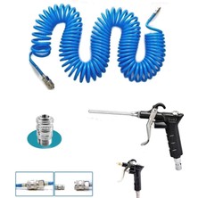 Anadolu Strong Kompresör Spiral Hava Hortumu 8 mm 15 M Hava Jakı Hava Tabancası Recor 3 Pcs Seti