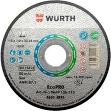 Würth Kesme Taşı Paslanmaz Çelik Demir Metal 115*1 mm 5 Adet